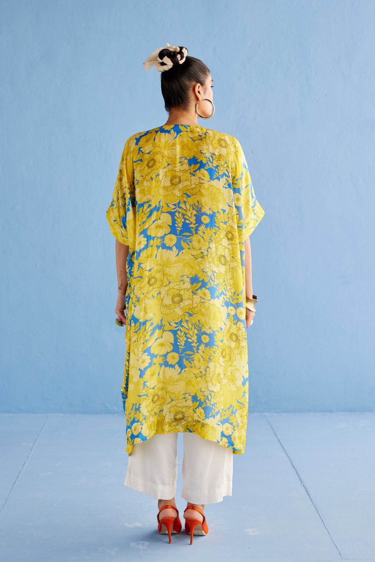 Yellow Printed Kaftan Set