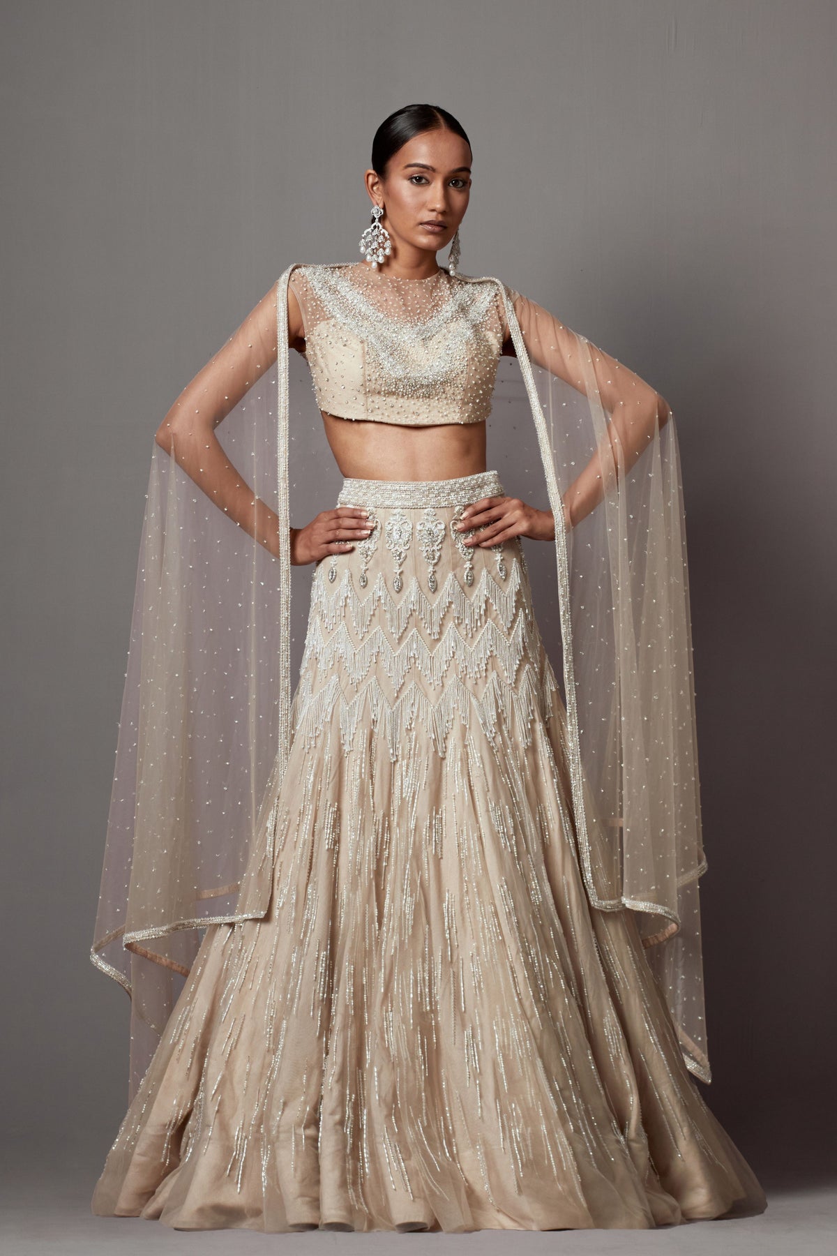 Latkan Greige Lehenga Set