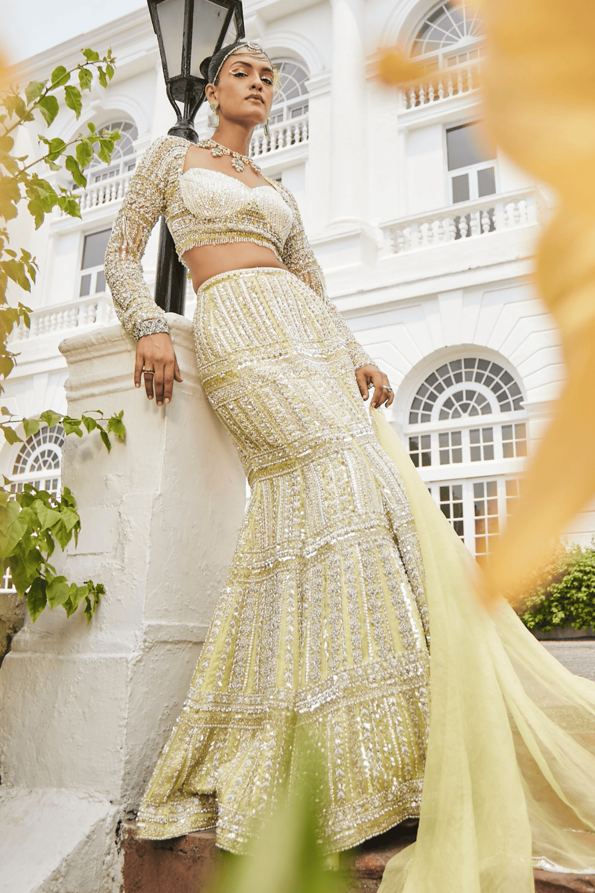 Yellow Pear Mermaid Lehenga Set