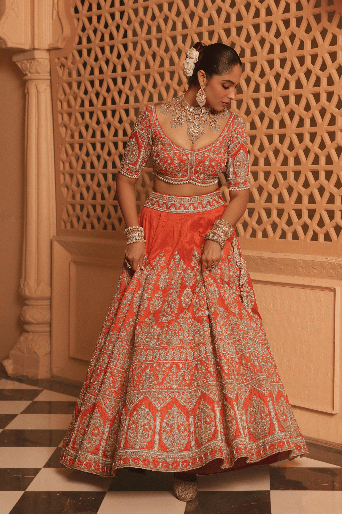 Faizah Orange Lehenga Set