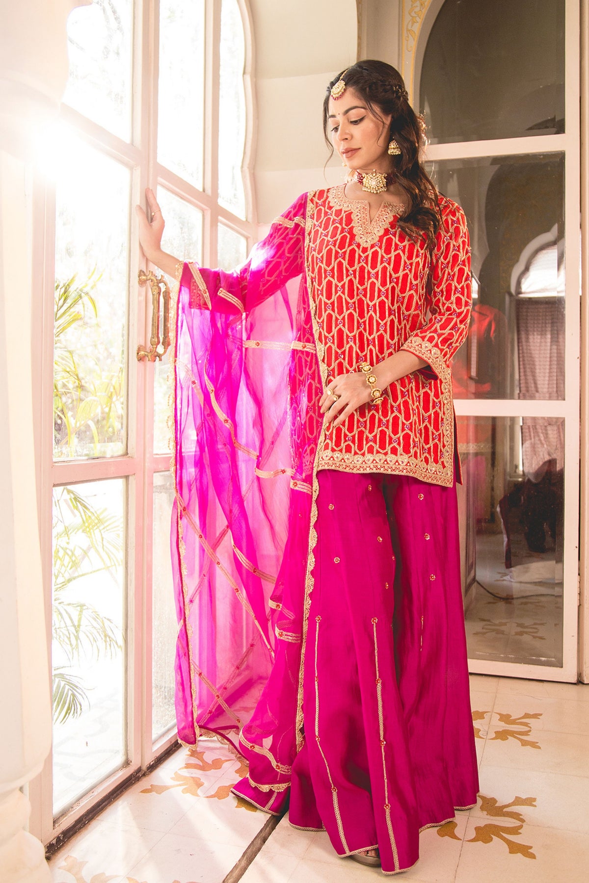 Sunsat Orange Magenta Sharara Set