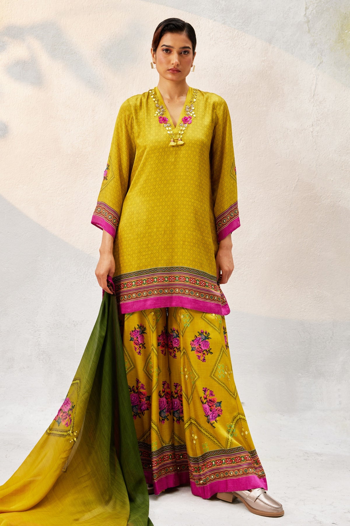 Ochre Yellow Sharara Set