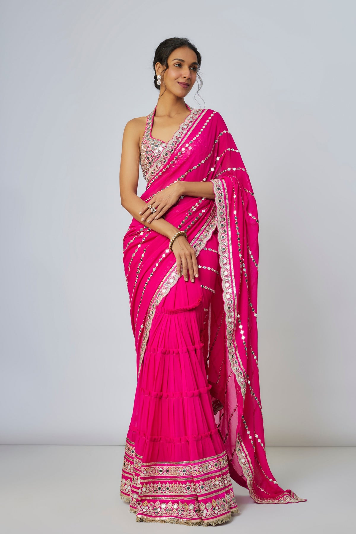 Pink Aradhana Saree Set