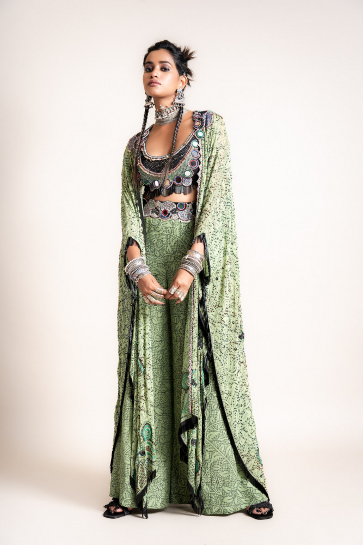 Kaftan Jacket With A-line Pants Set