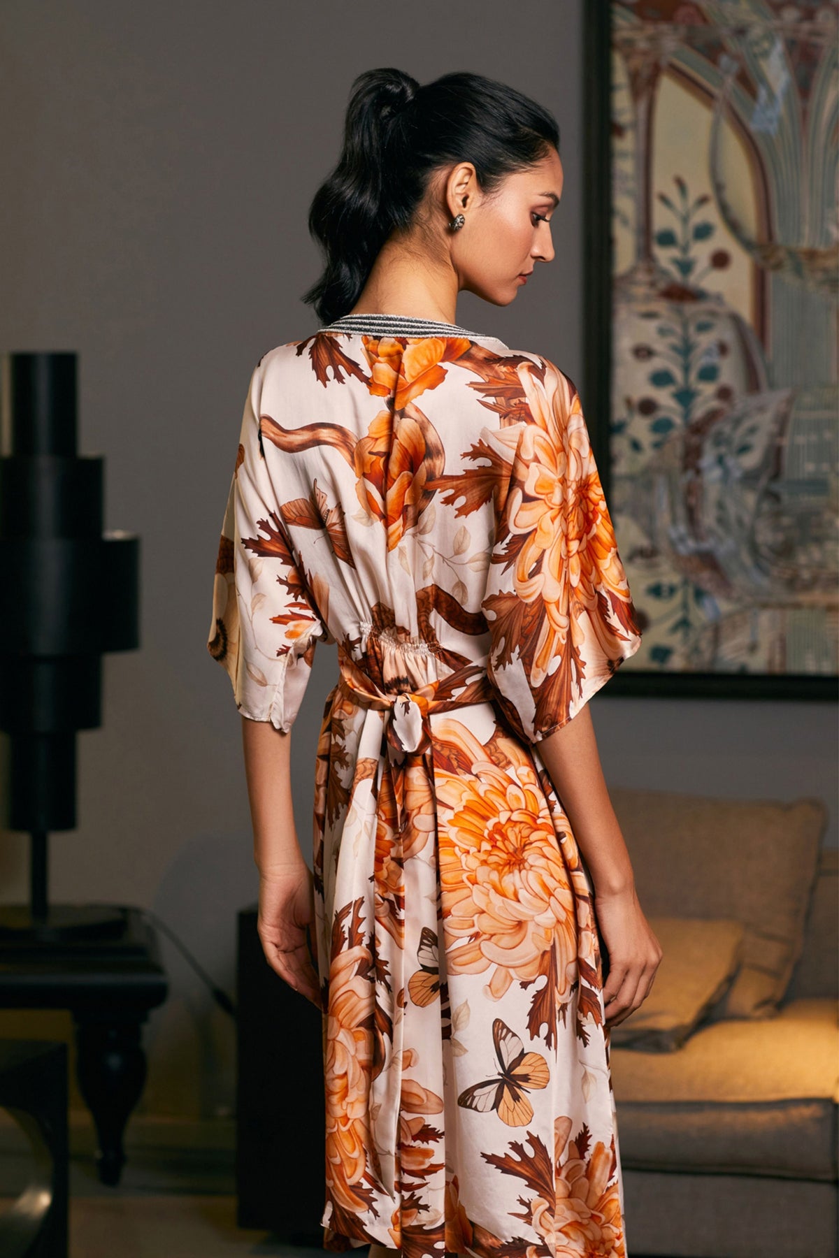 Snake Printed Rope Kaftan Dress