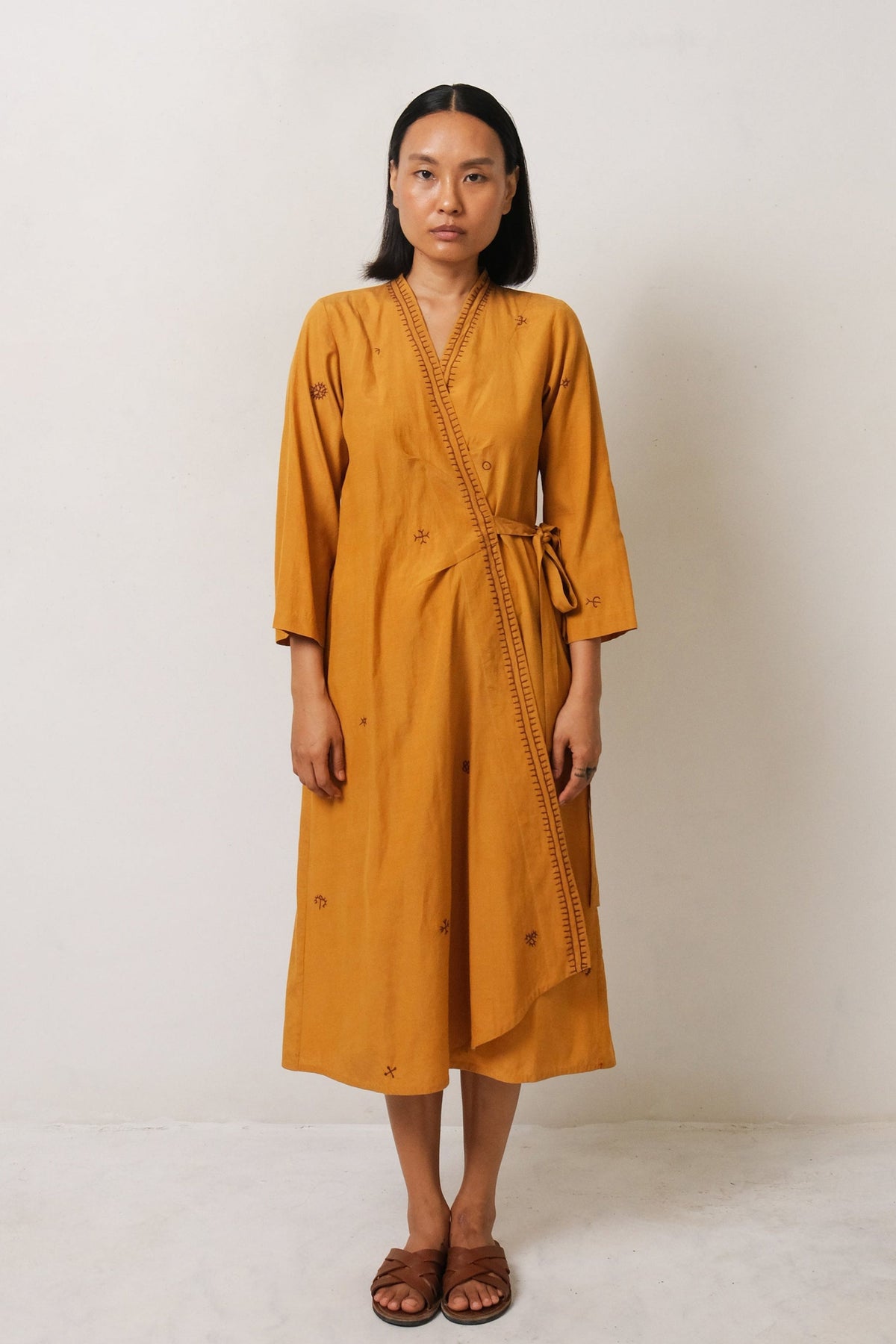 Mustard Hand Embroidered Dress