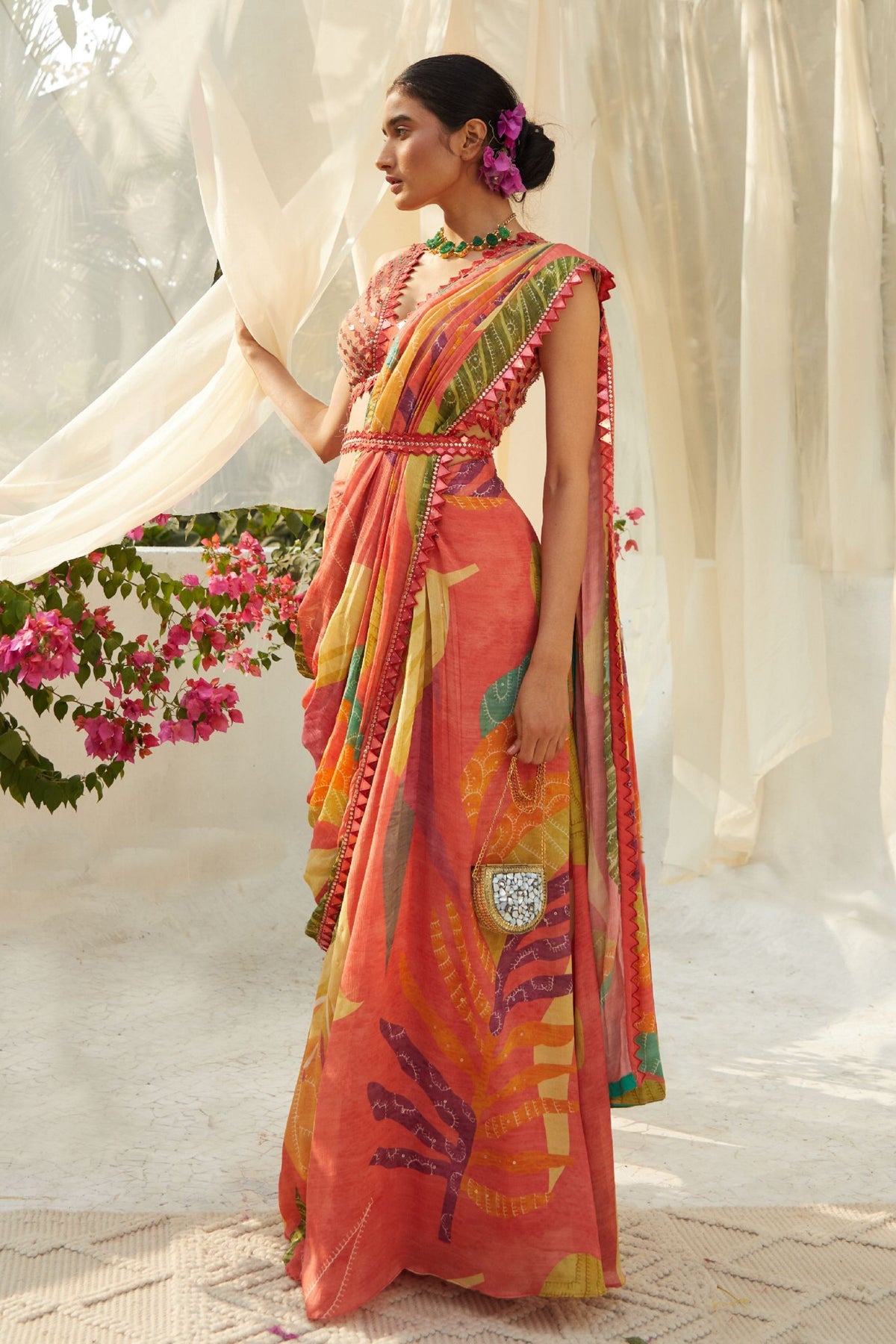 Peach Saree Set