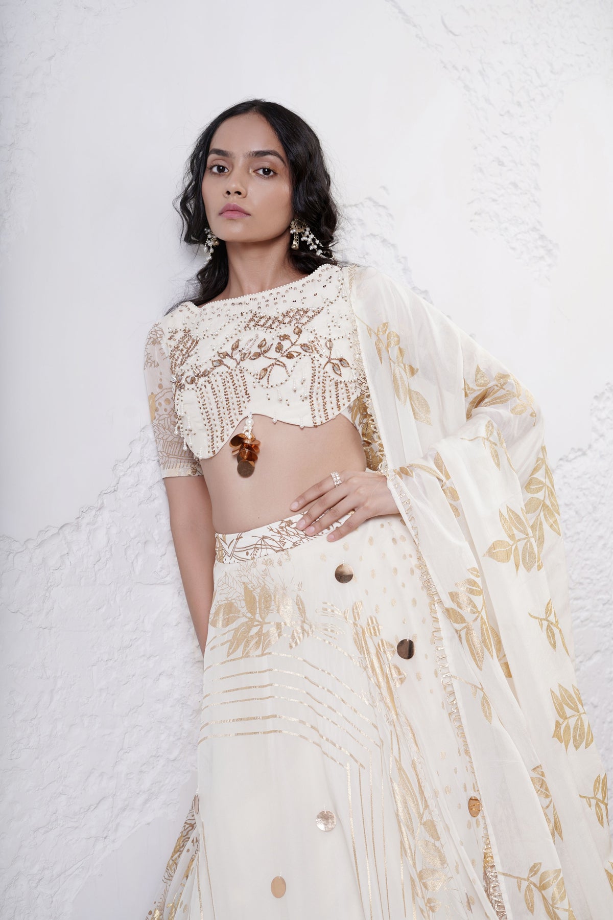 Ivory Embroidered Lehenga Set