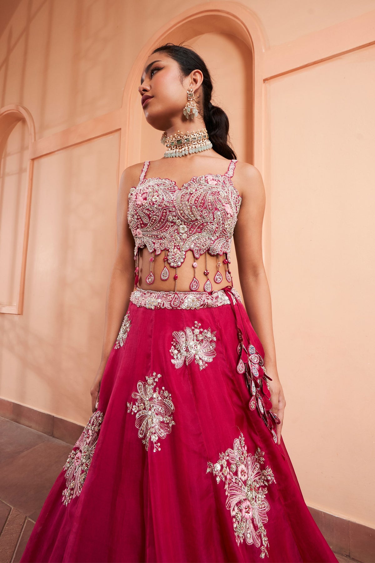 Cut Ruby Lehenga Set