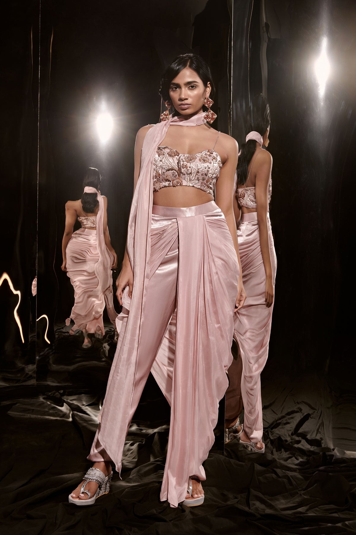 Nude Draped Pant Set