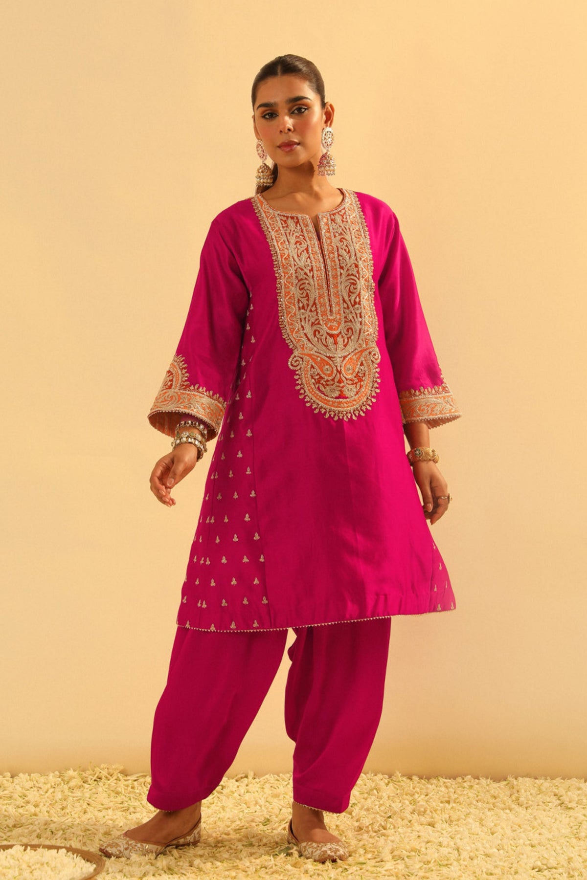 Falisha Short Pink Kalidaar Choga With Salwar