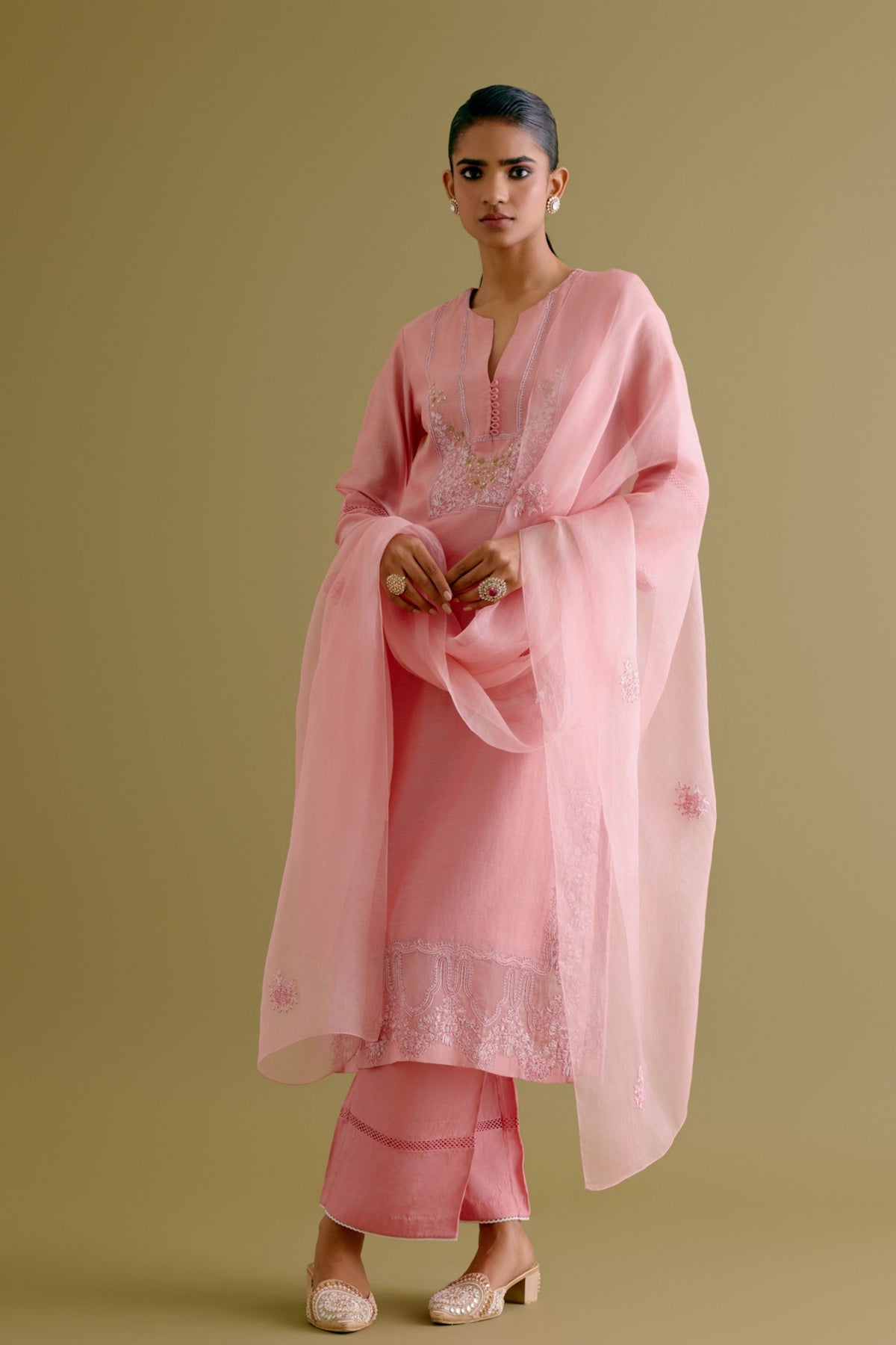 Pink Sequins Kurta Set