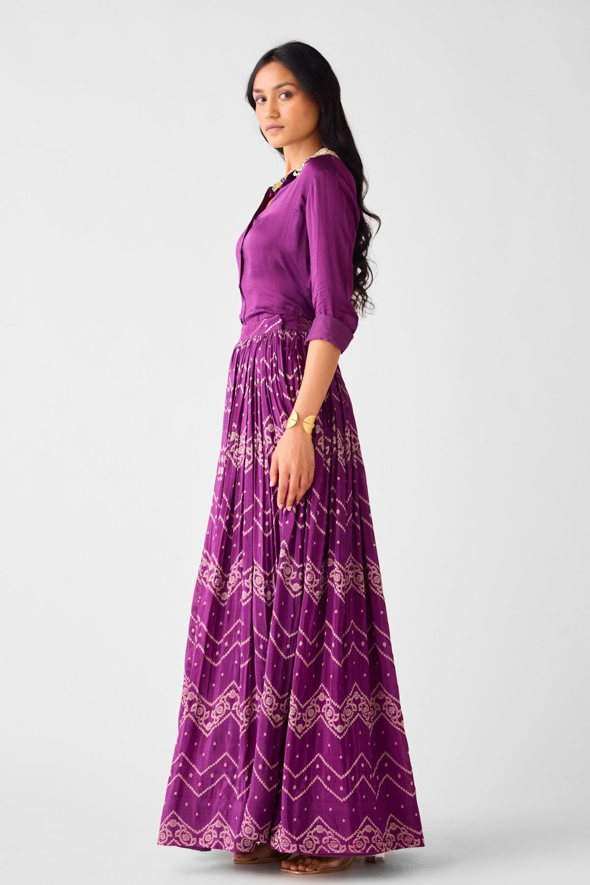 Purple Banarasi Sequins Lehenga Set