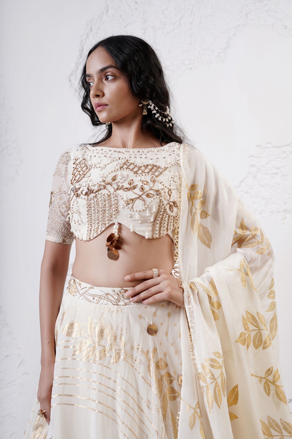 Ivory Embroidered Lehenga Set