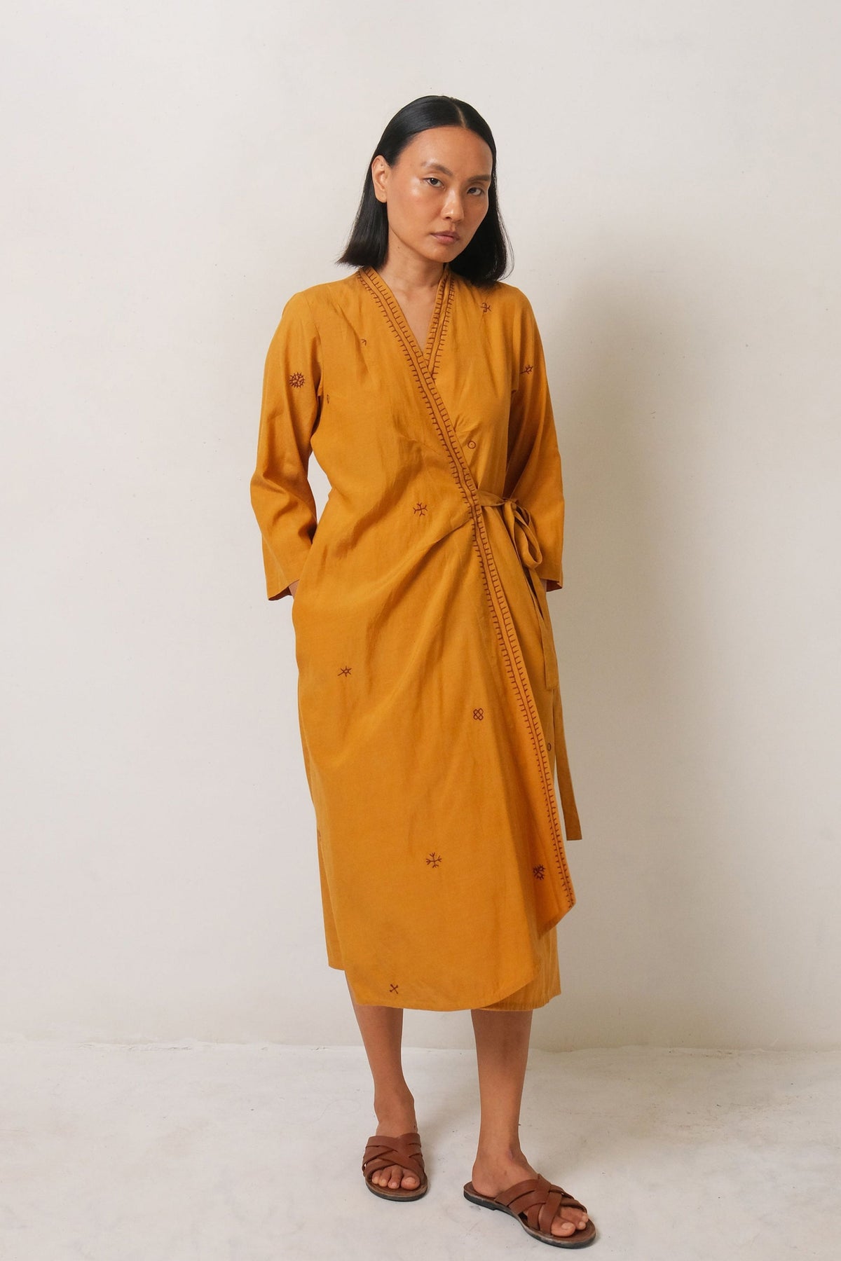 Mustard Hand Embroidered Dress