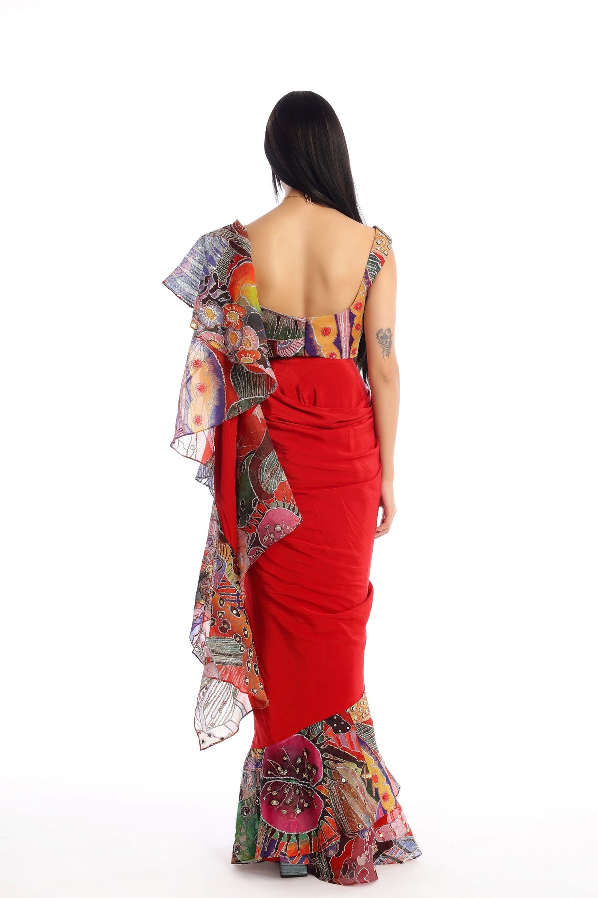 Candy Red Labyrinth Saree