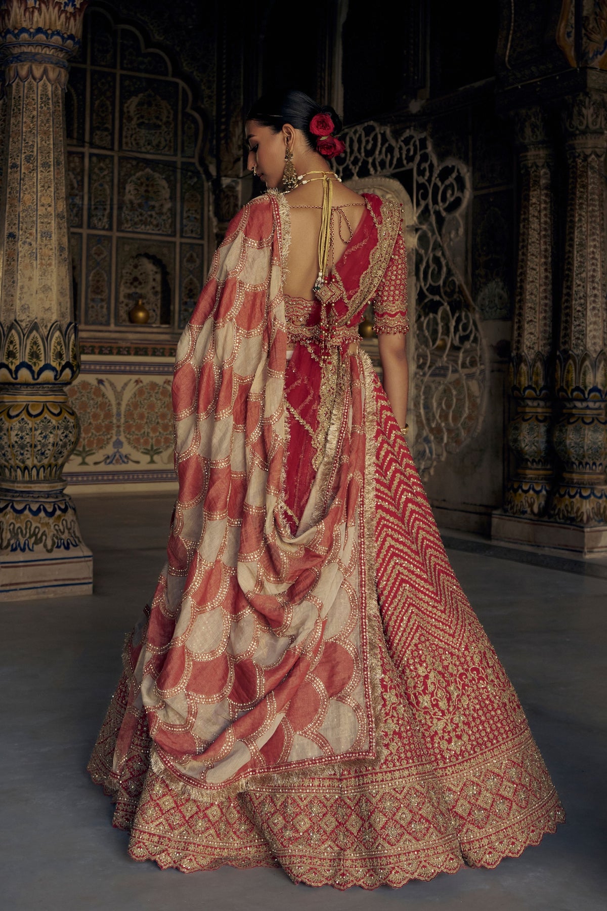 Red Embroidered Lehenga Choli Set