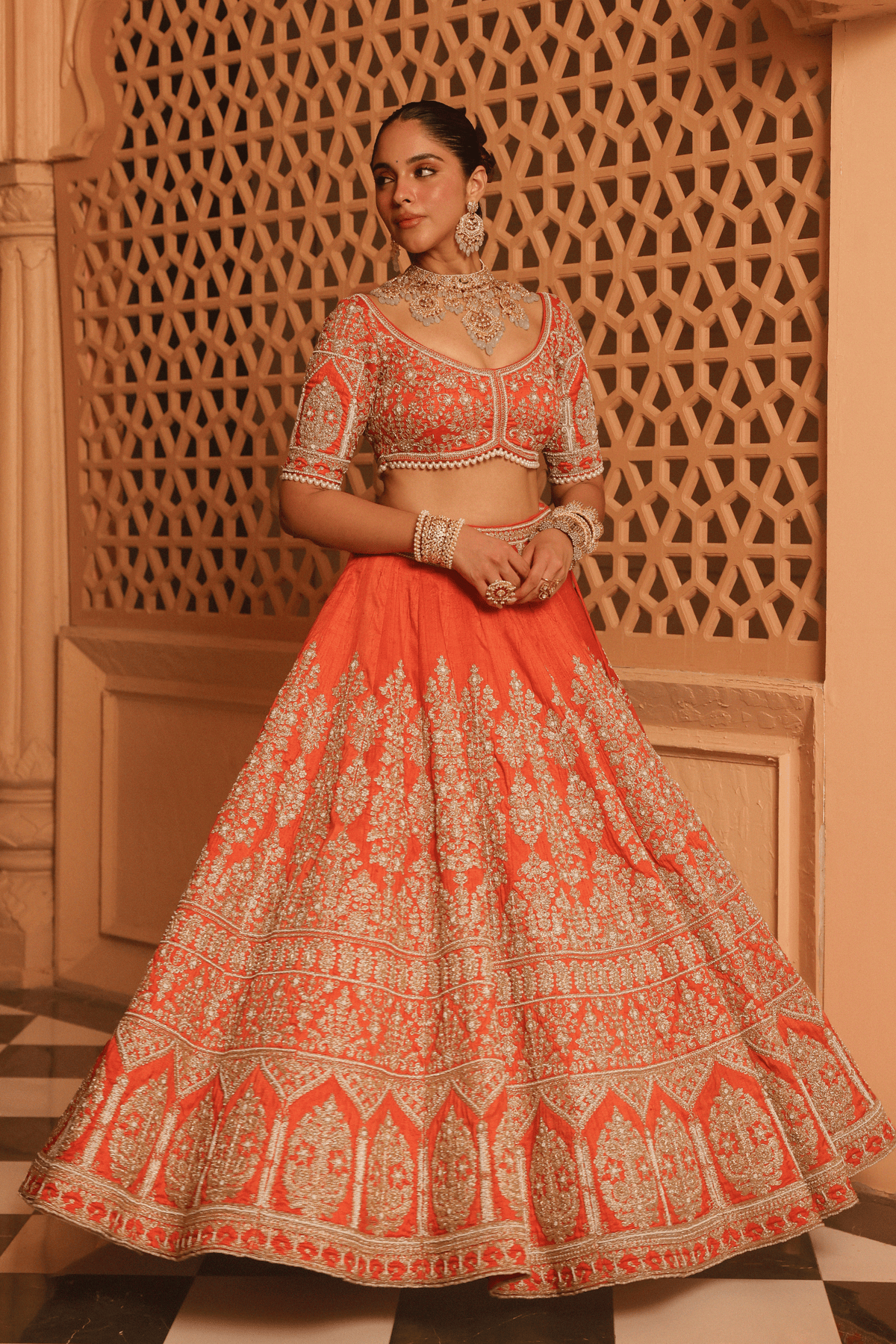 Faizah Orange Lehenga Set