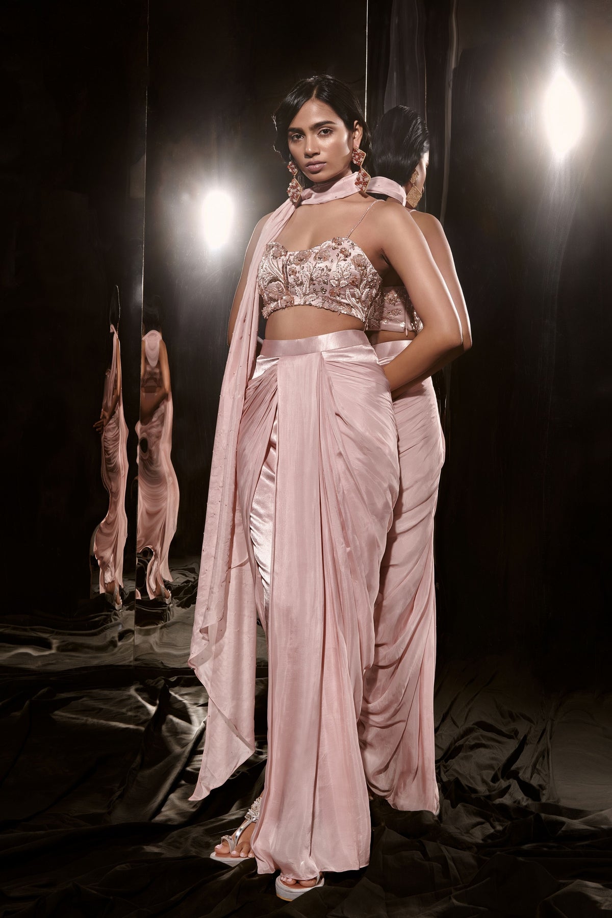 Nude Draped Pant Set