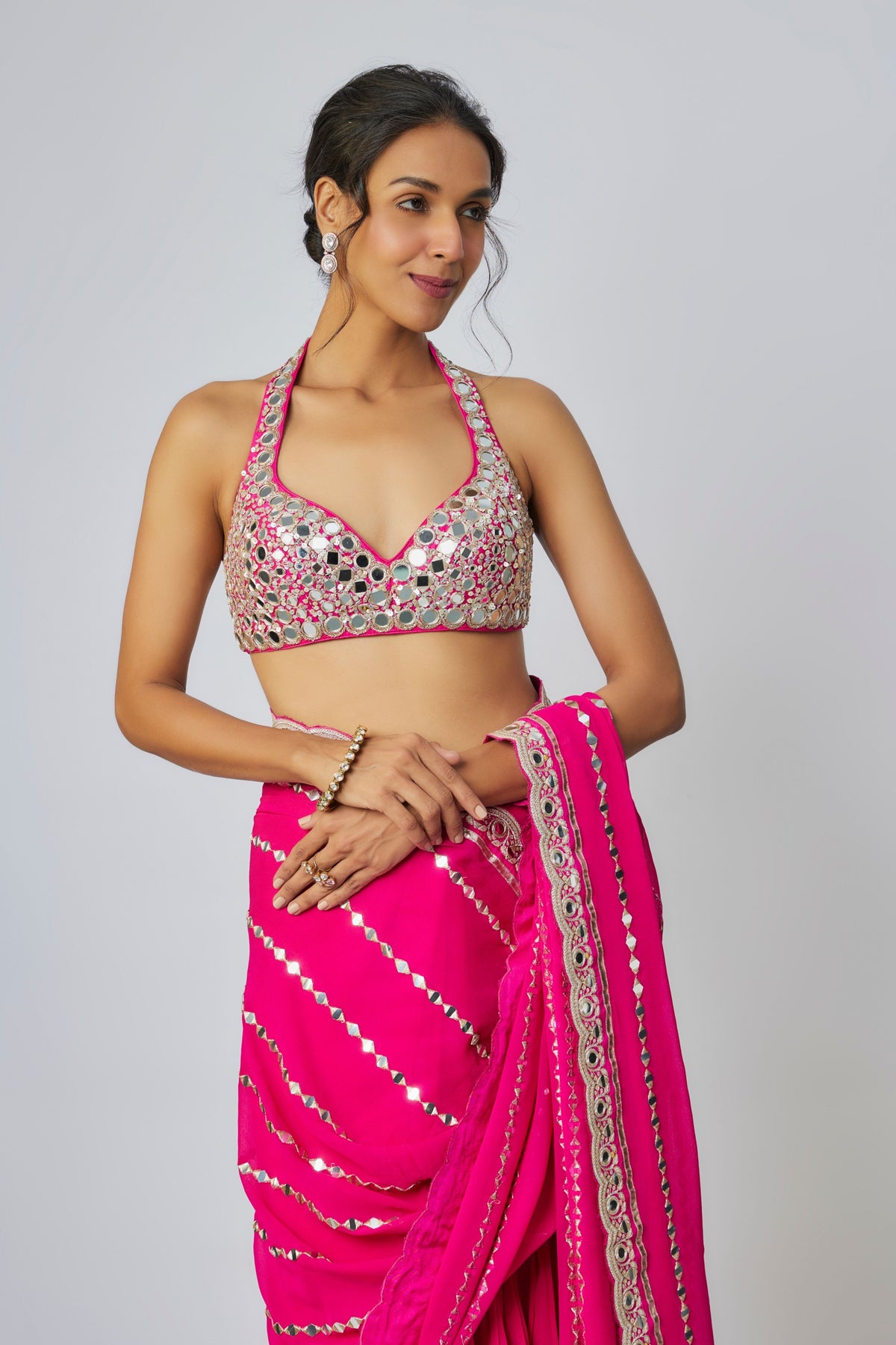 Pink Aradhana Saree Set