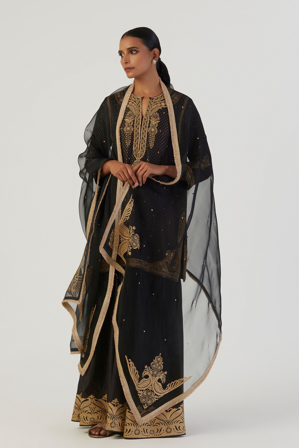 Ivrati Black Kurta and Sharara