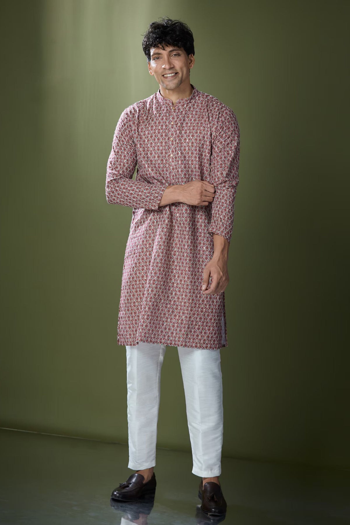 Maroon Printed Kurta Set