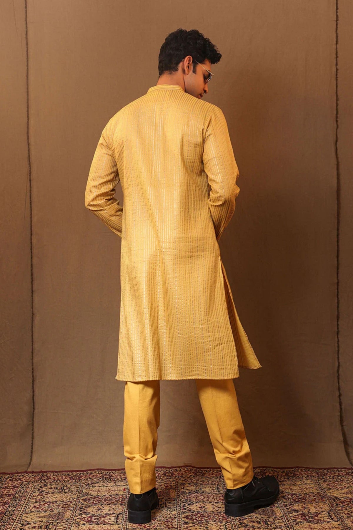 Mustard Buttoned Kurta