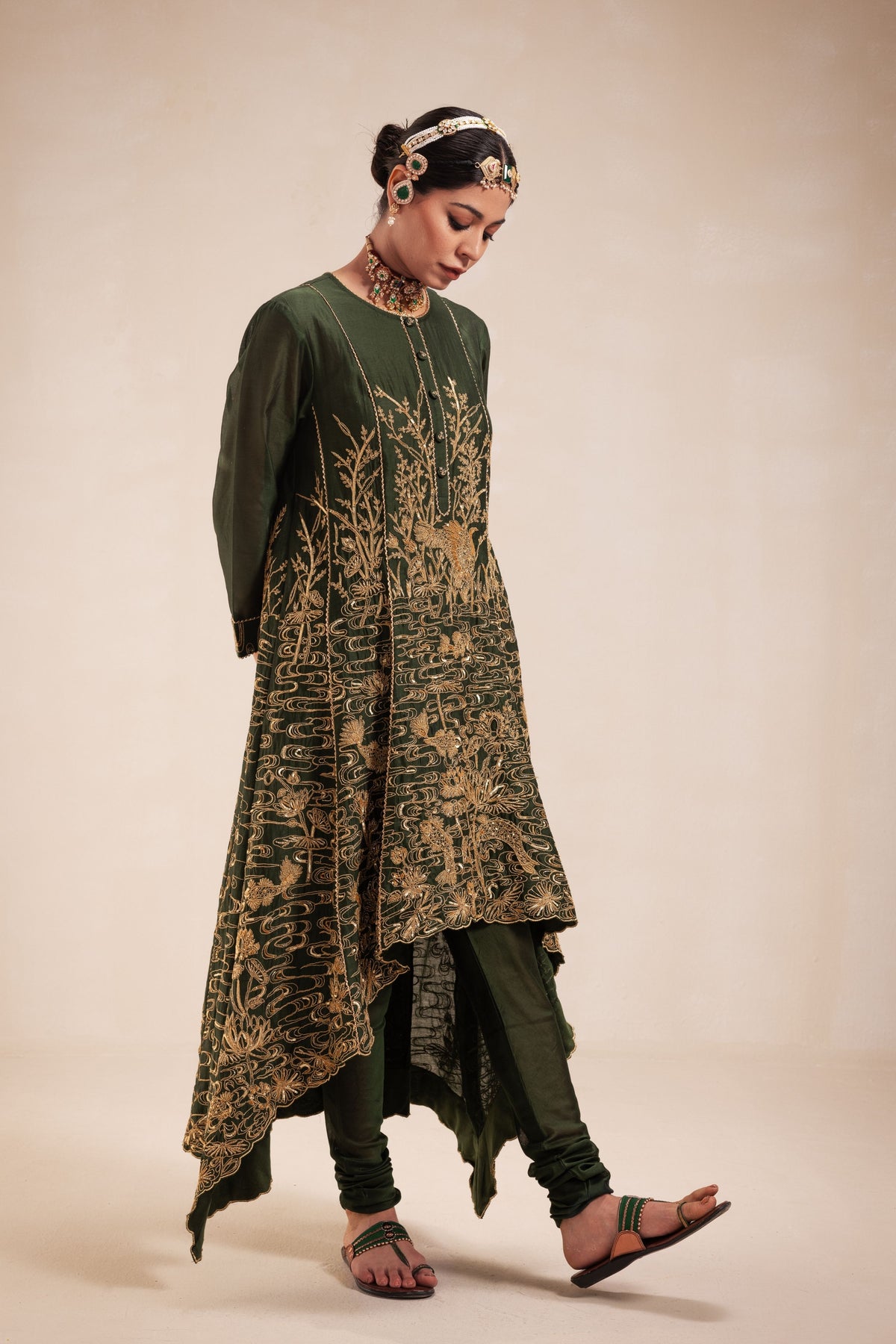 Green High Low Anarkali