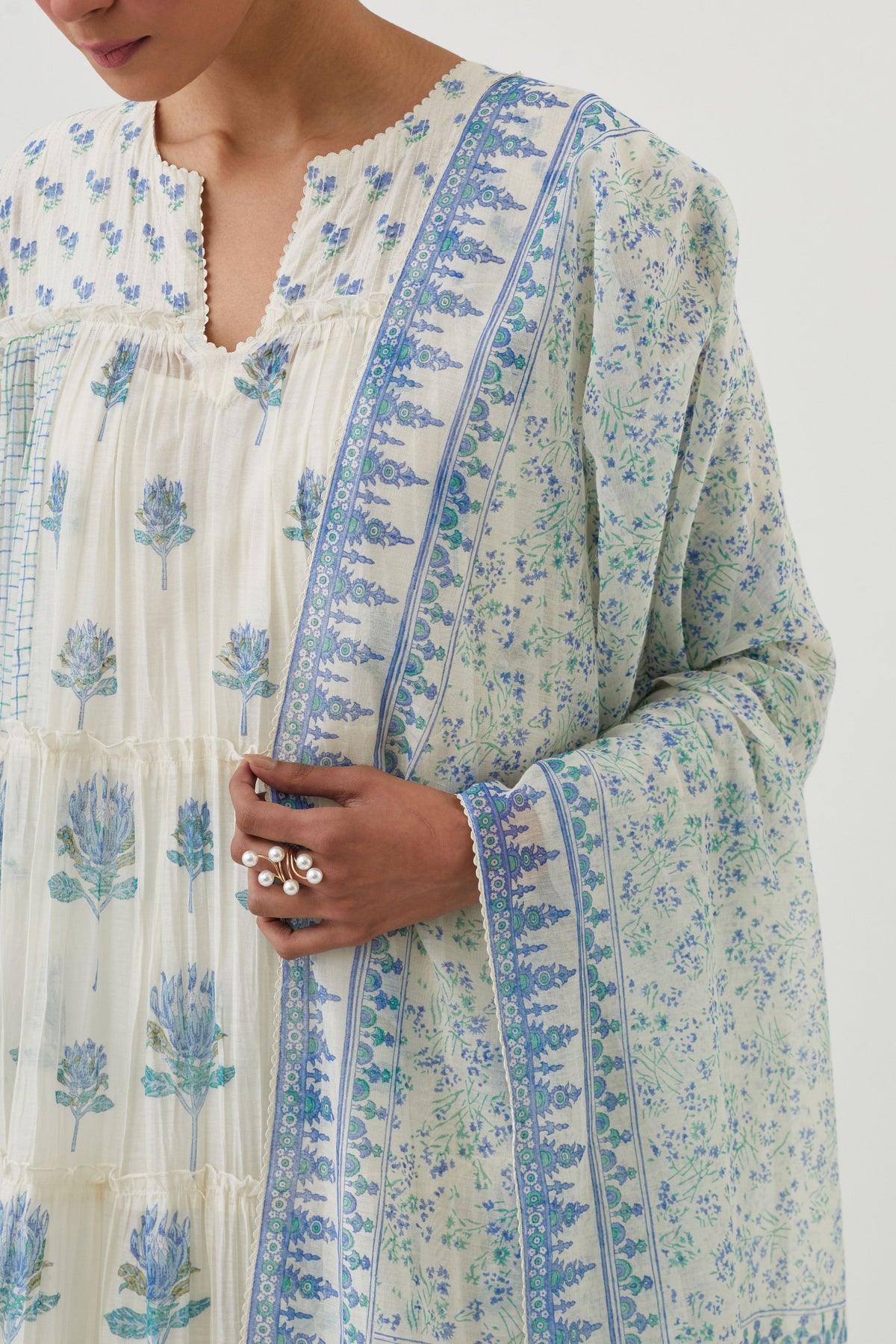 Blue Flared Kurta Set