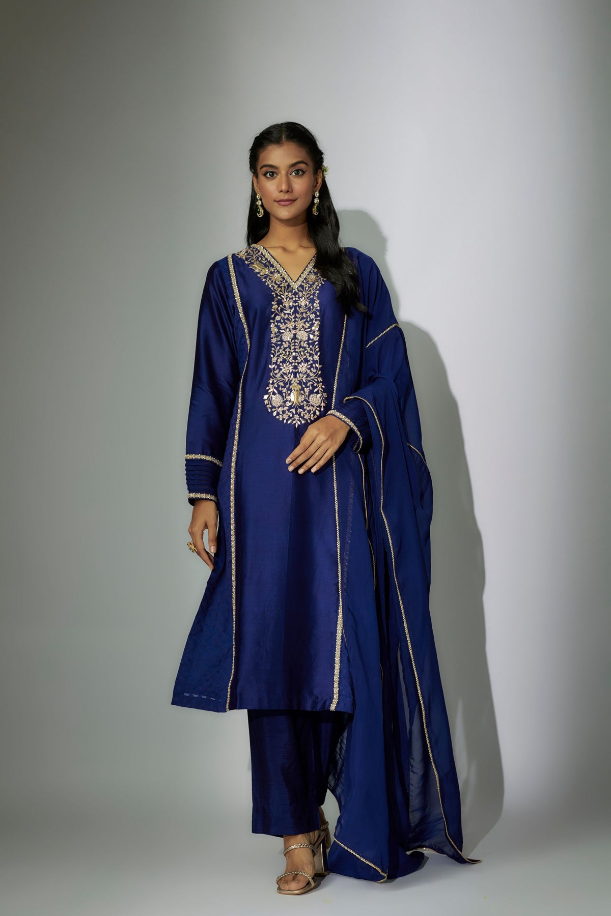 Royal Blue Embroidered Kurta Set