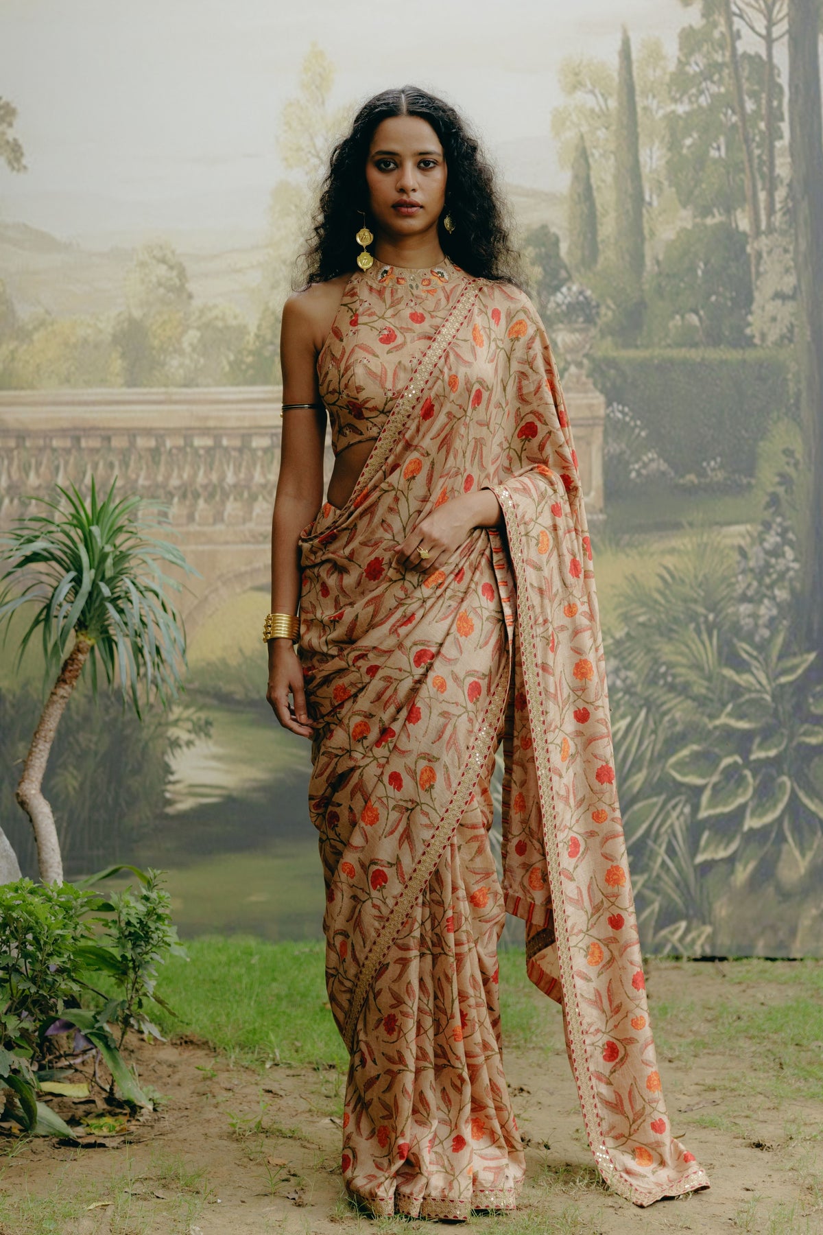 Biscuit Brown Saree