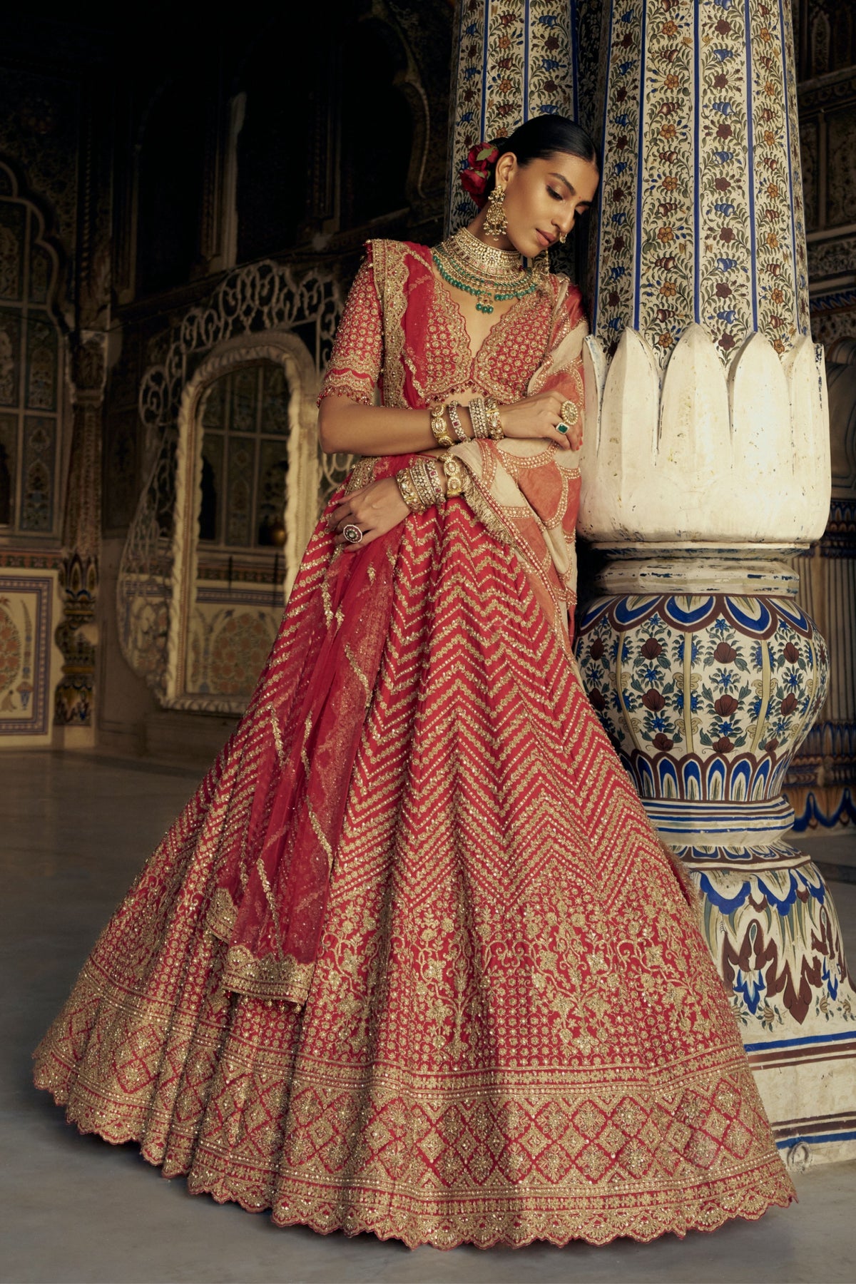 Red Embroidered Lehenga Choli Set