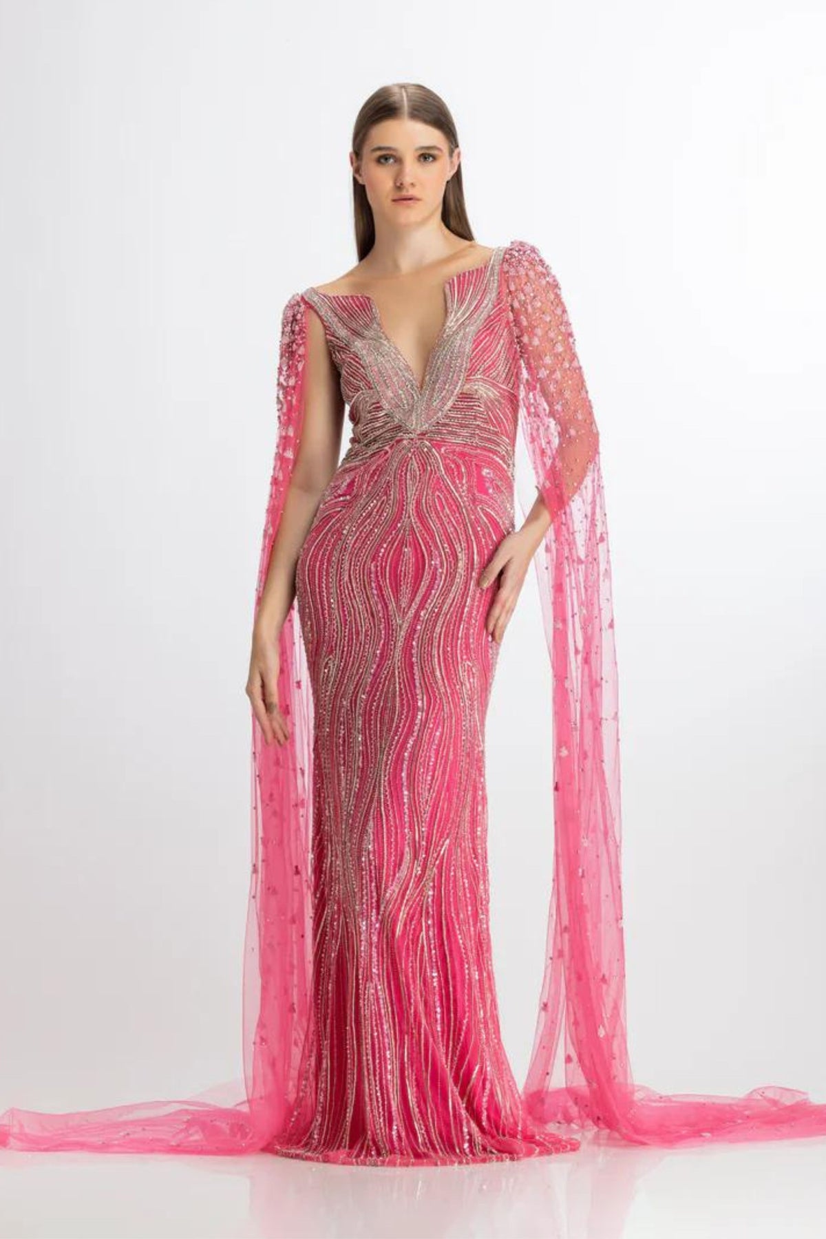 Bright pink wing gown