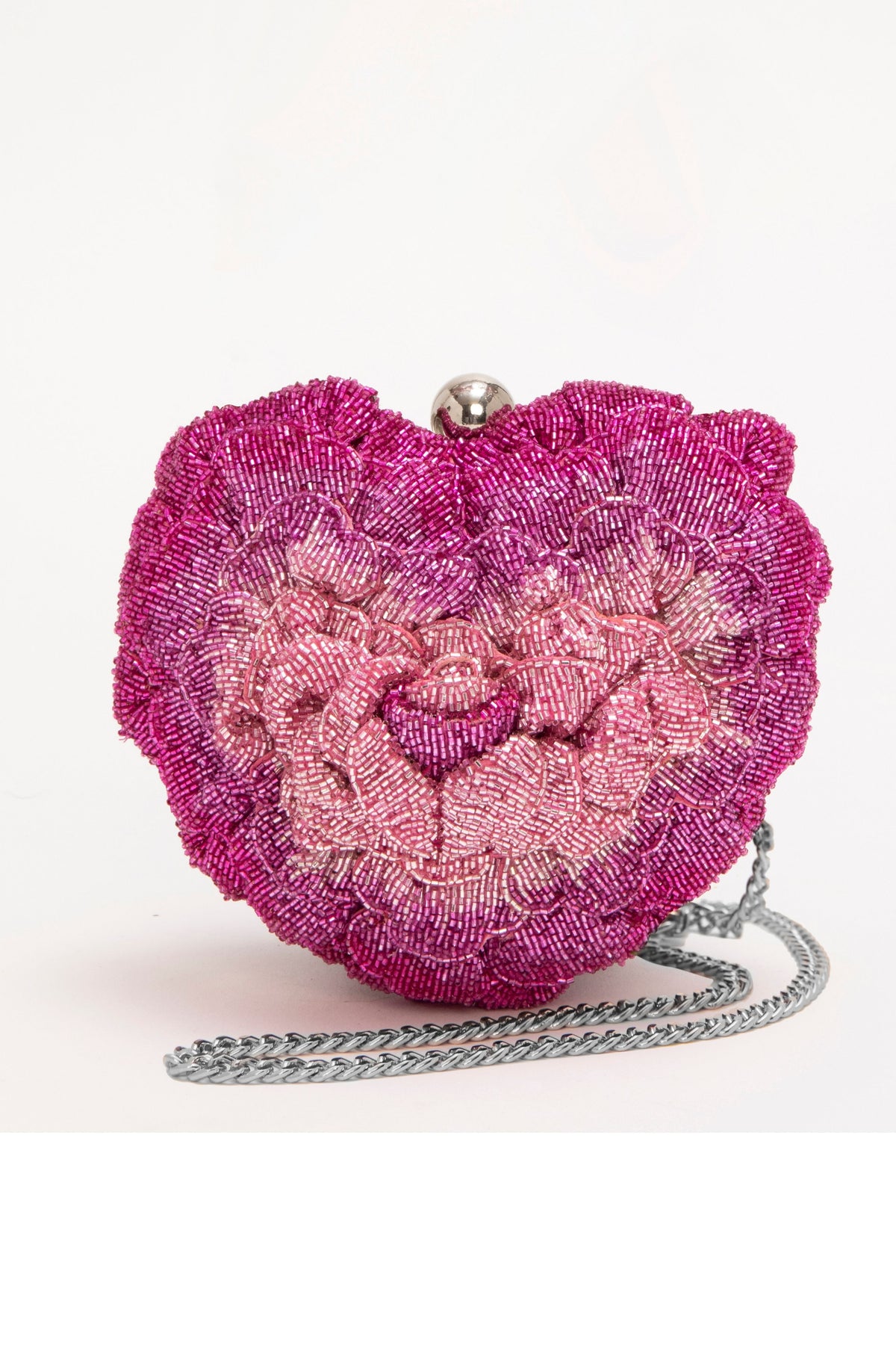 Isa Beaded Heart Clutch – Rose