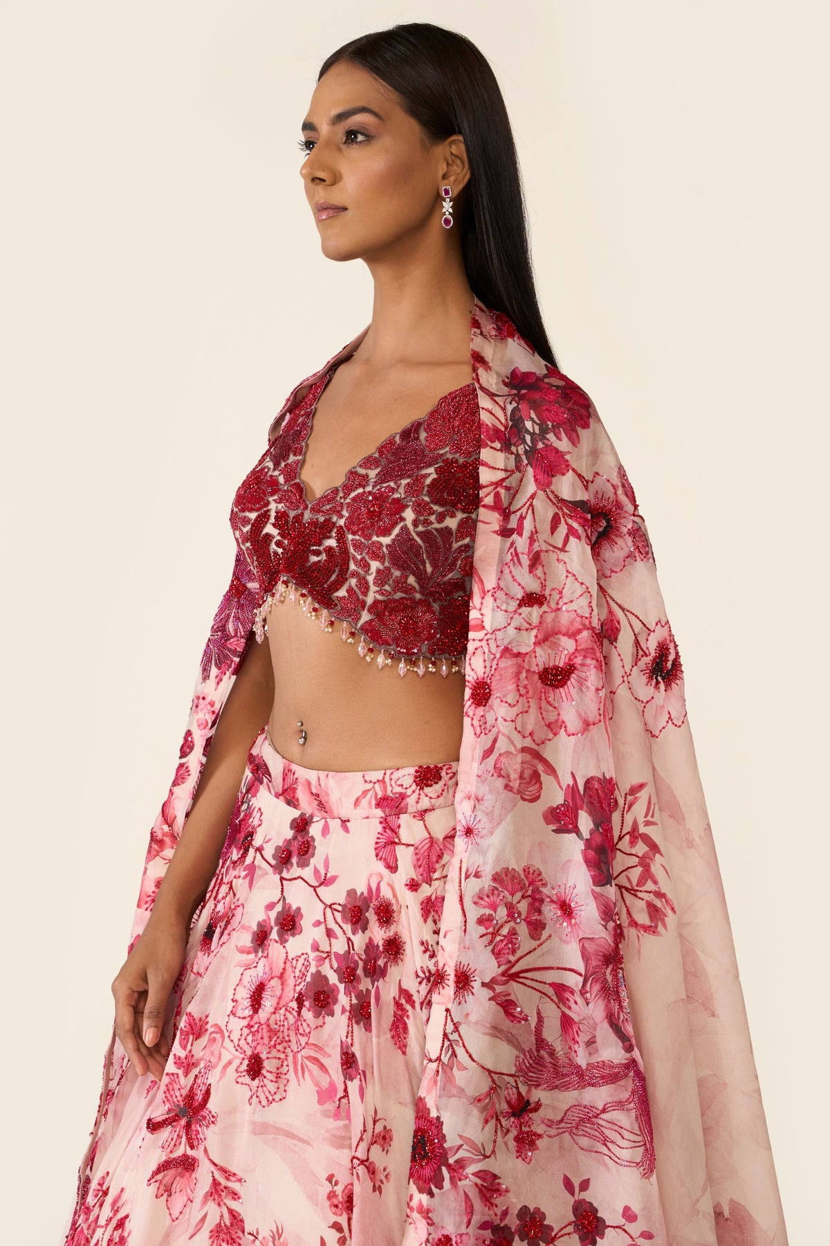 Pink Printed Lehenga Set