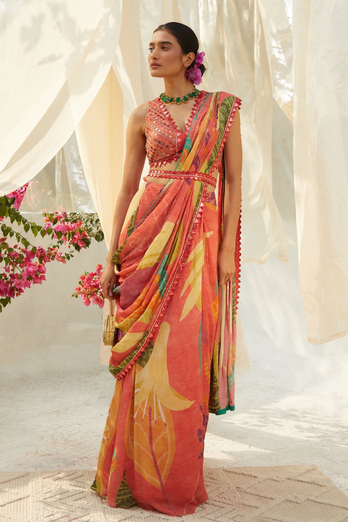 Peach Saree Set