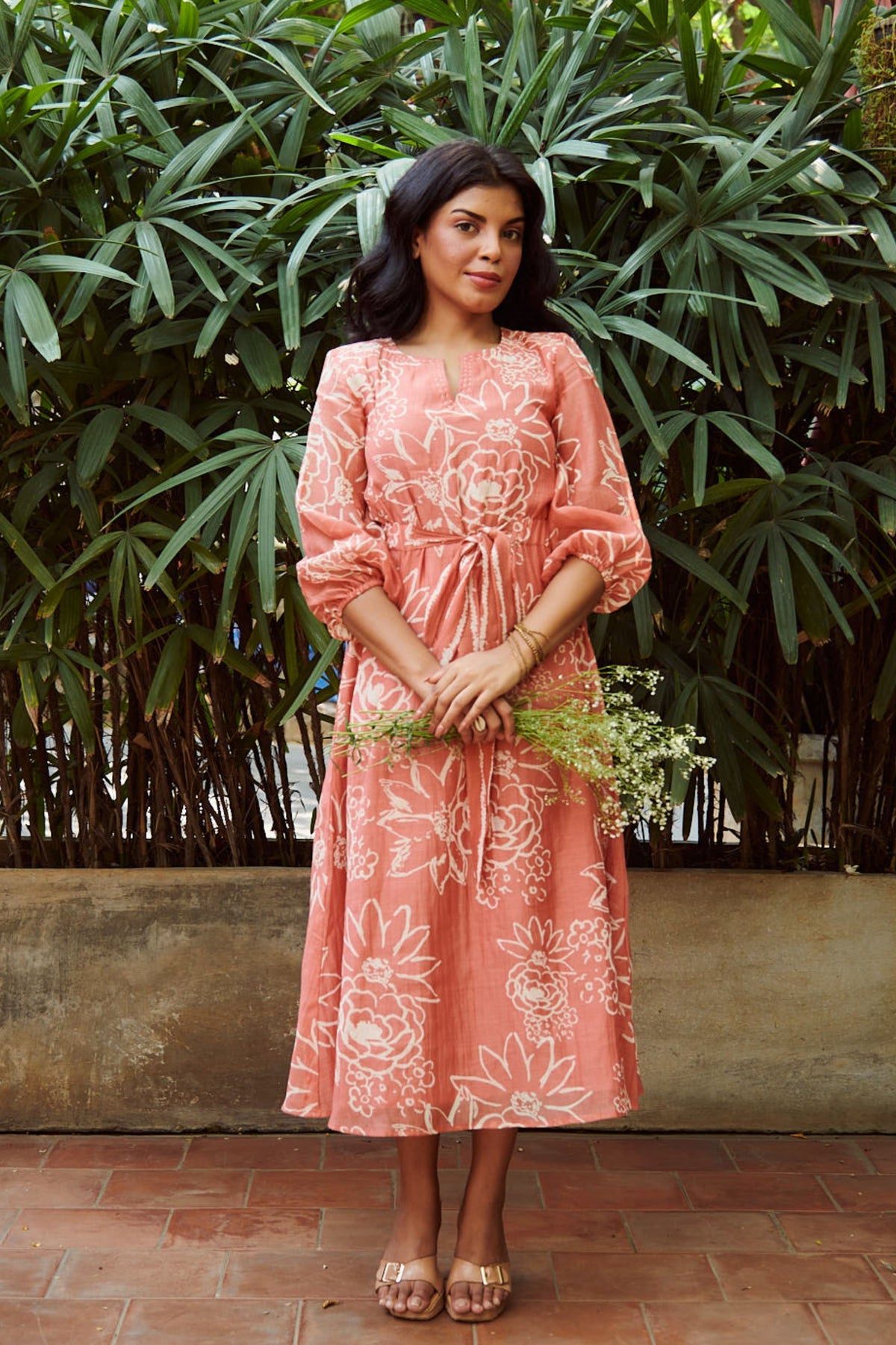 Floral Relaxed Dress in Peach