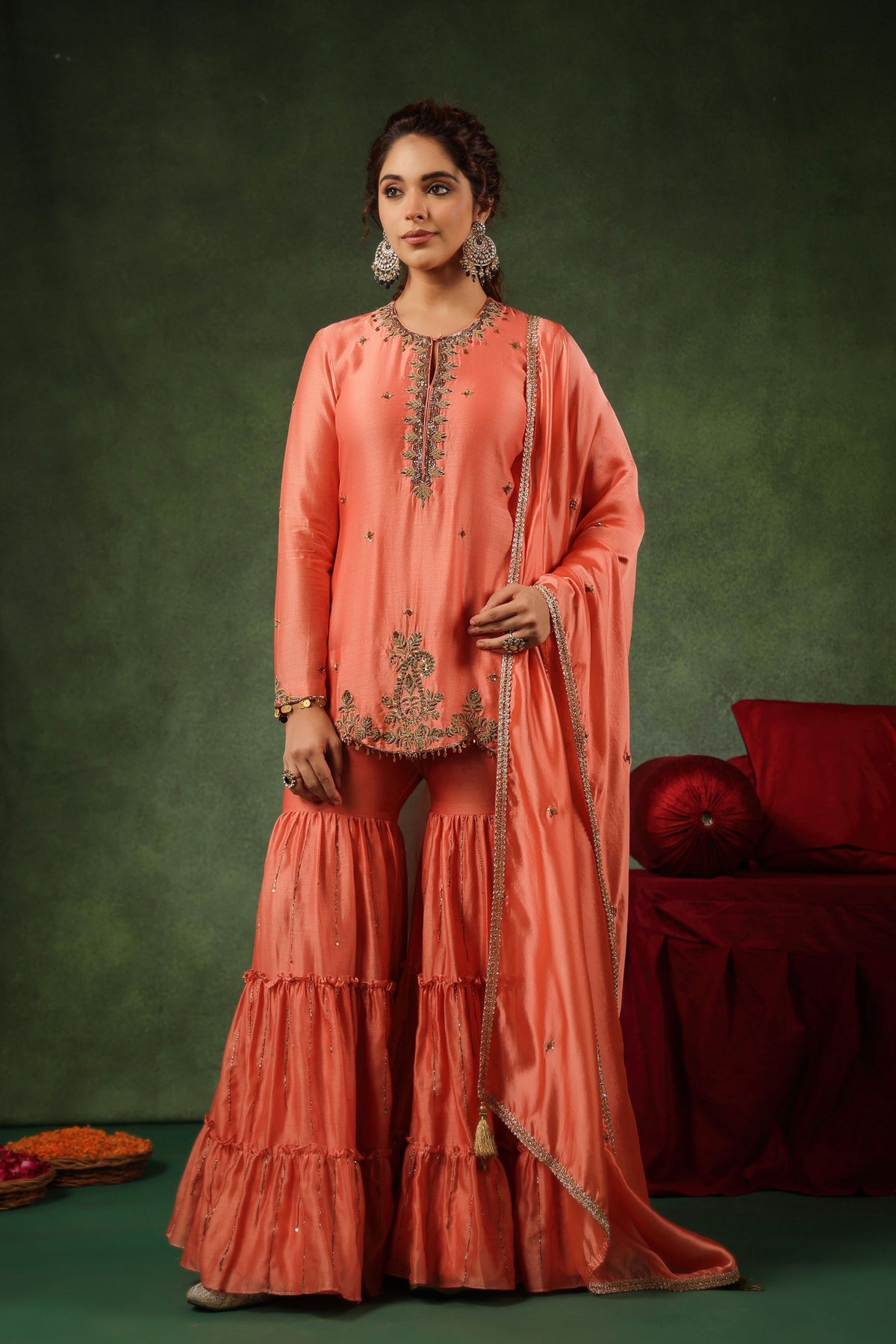 Peach Narangi Sharara Set