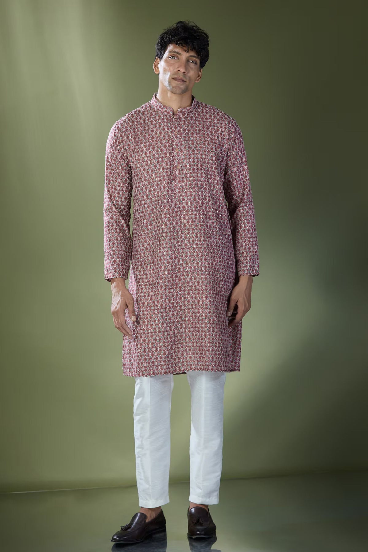 Maroon Printed Kurta Set