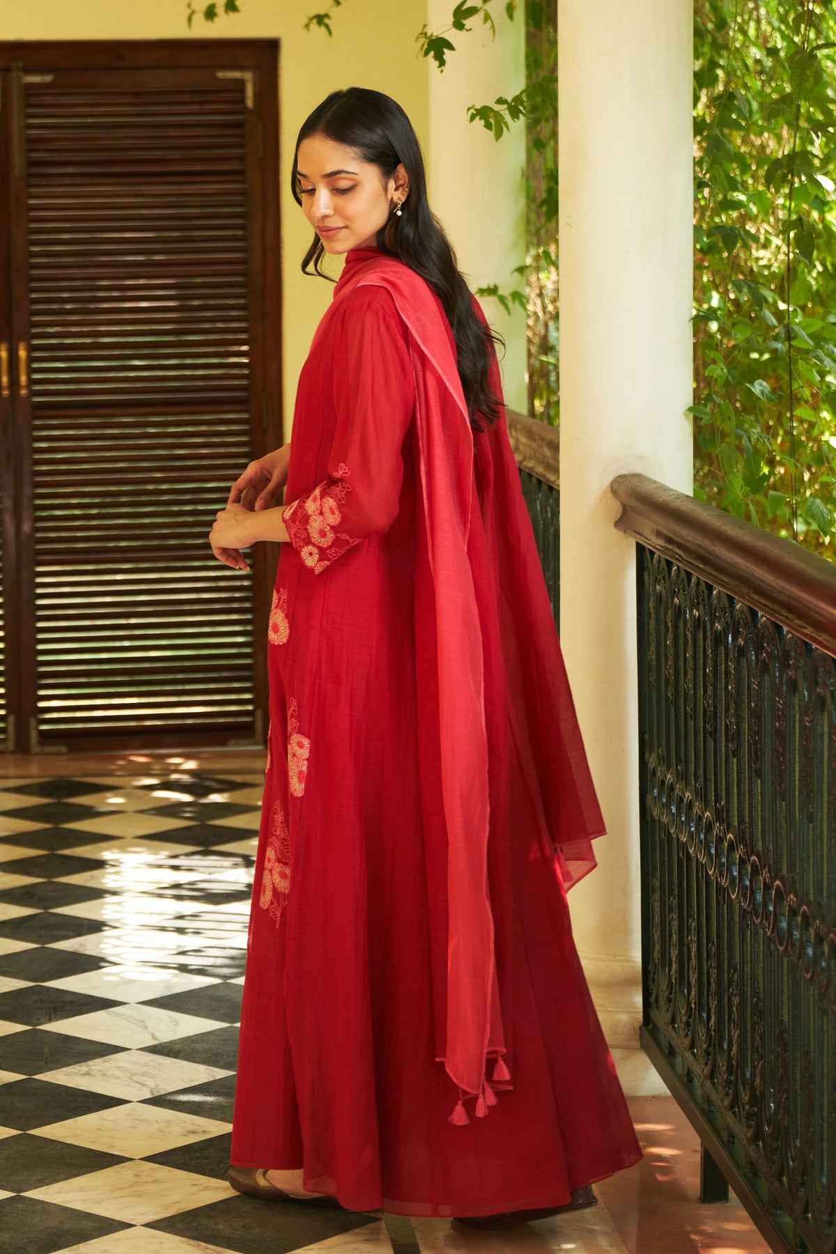 Crimson Applique Anarkali Set