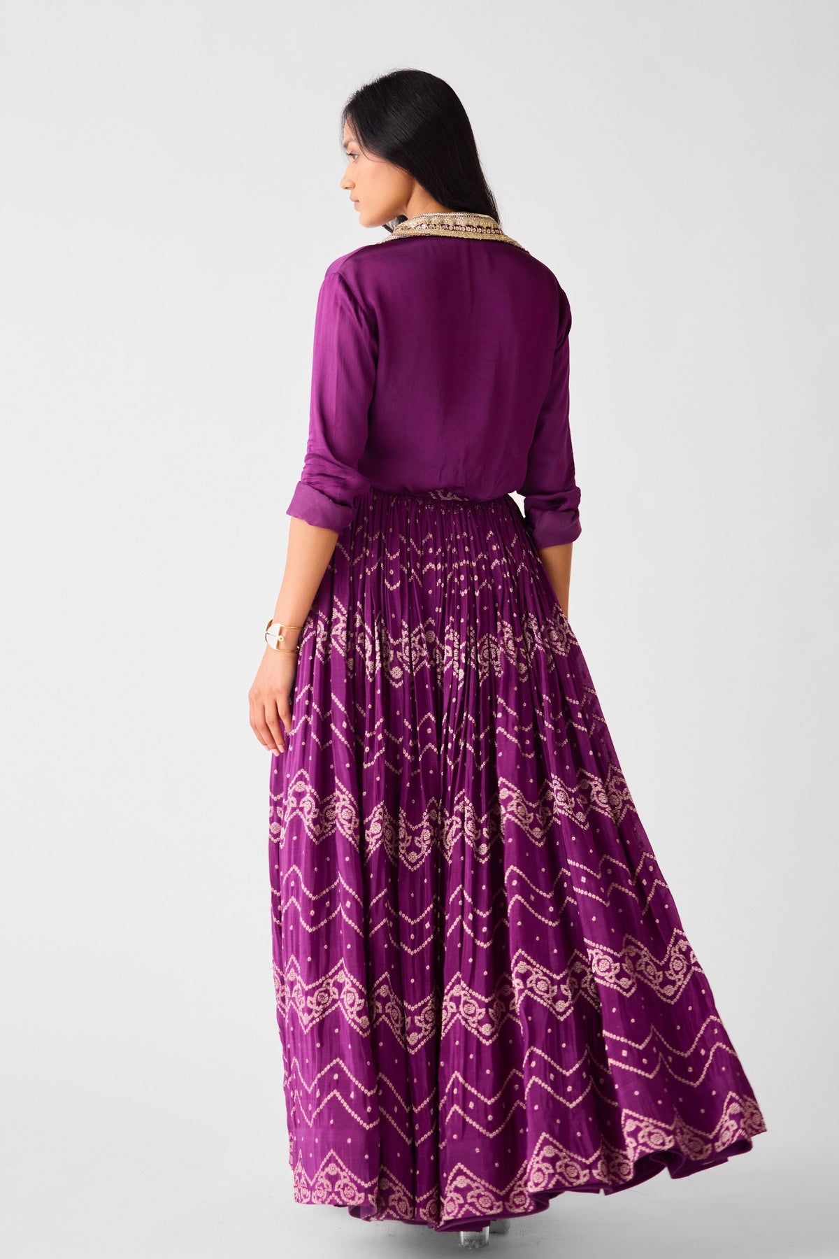 Purple Banarasi Sequins Lehenga Set