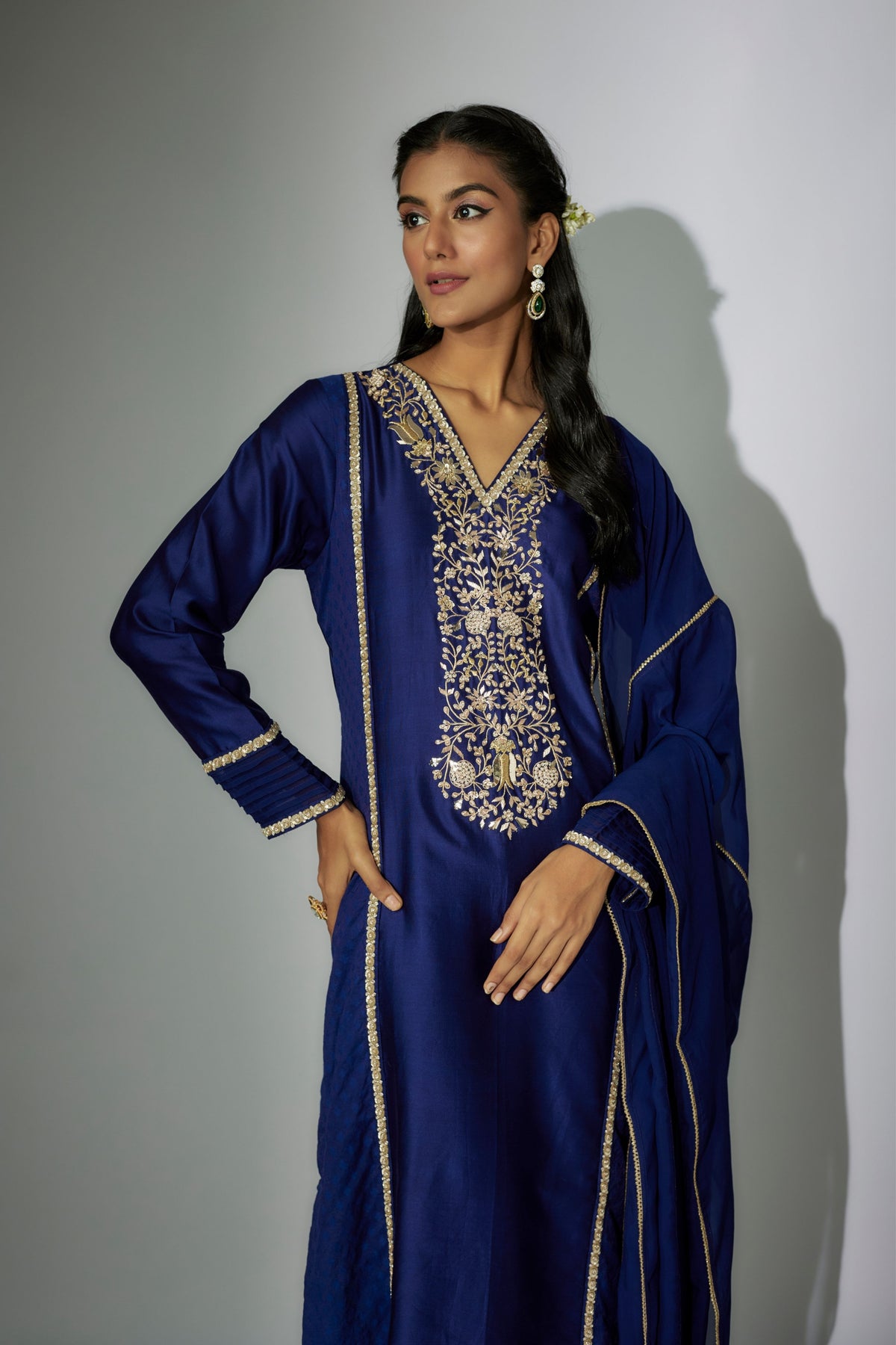 Royal Blue Embroidered Kurta Set