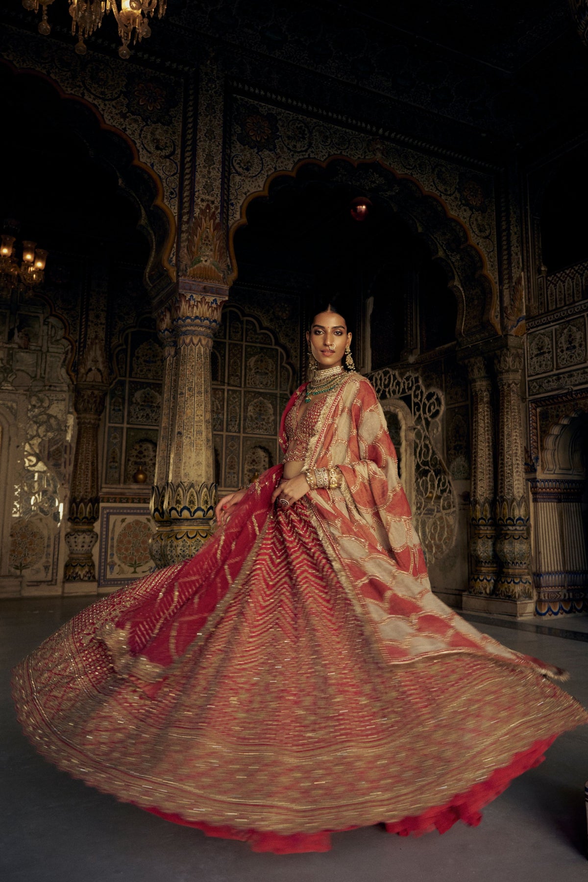 Red Embroidered Lehenga Choli Set