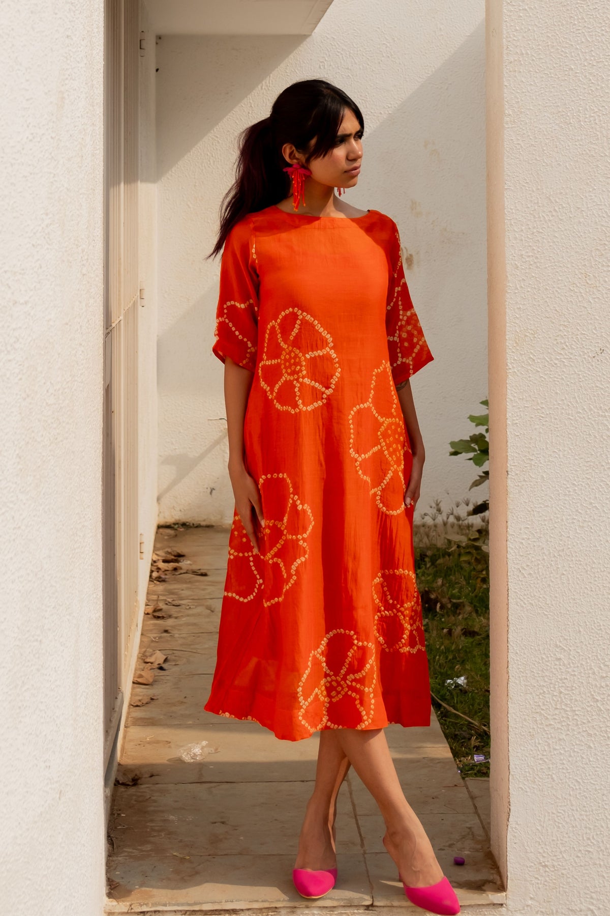 Burnt Orange Bandhani Dress