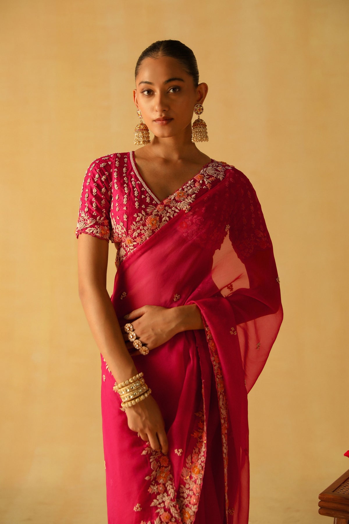 Hot Pink Afsa Saree Set