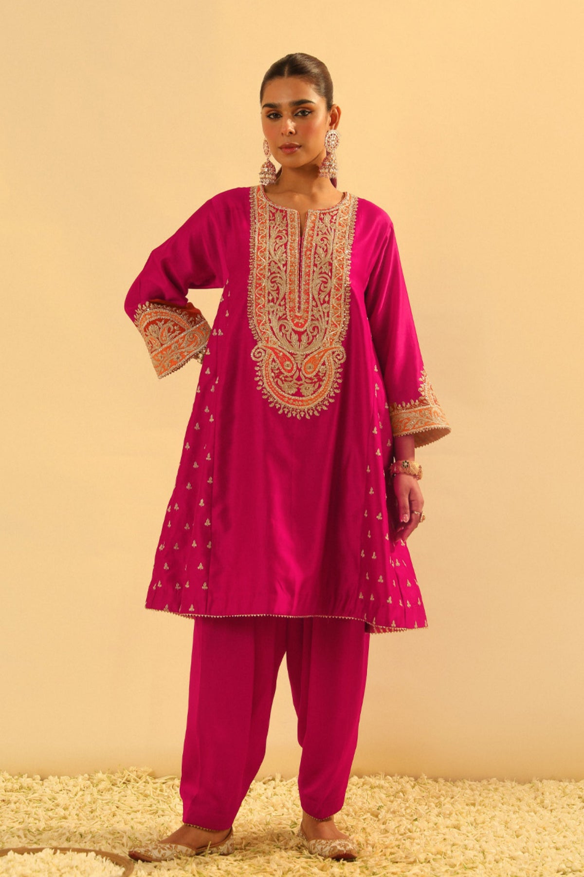 Falisha Short Pink Kalidaar Chauga With Salwar