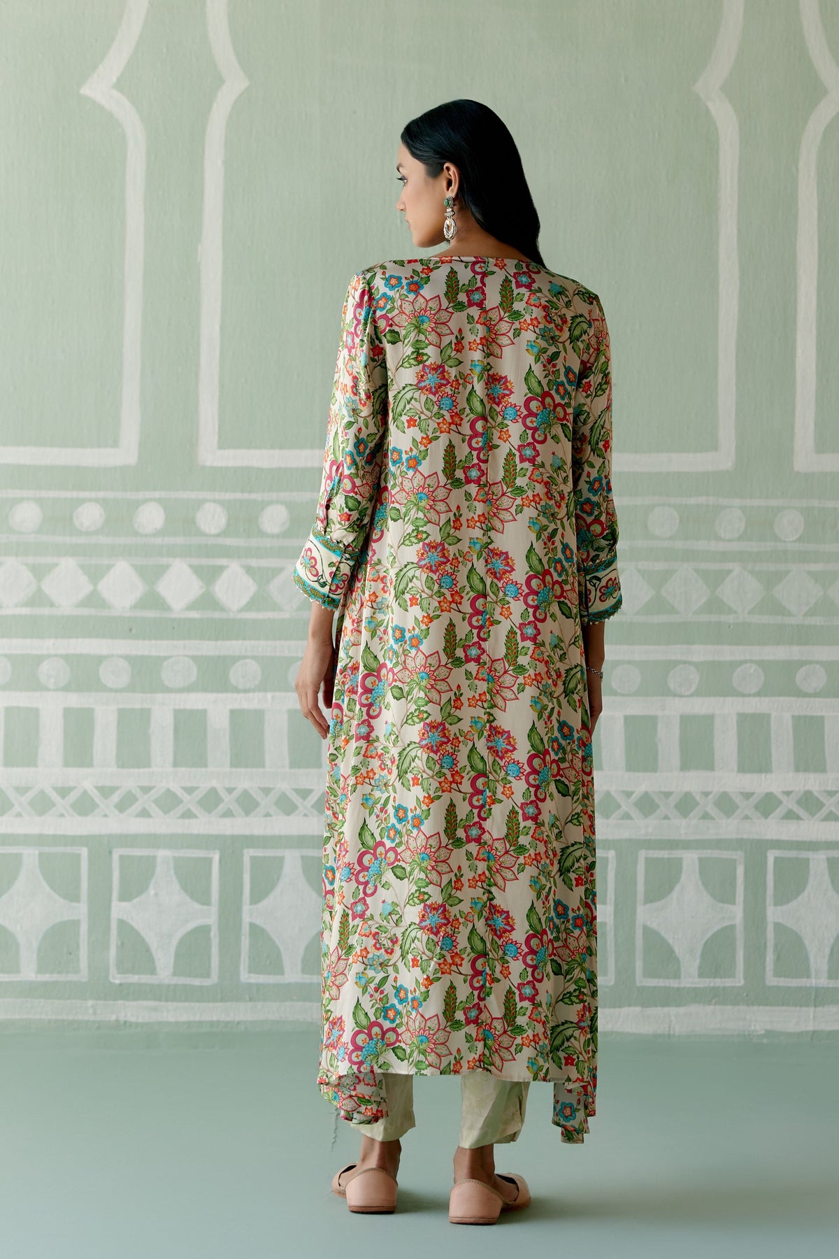 Ecru Floral Kurta Set