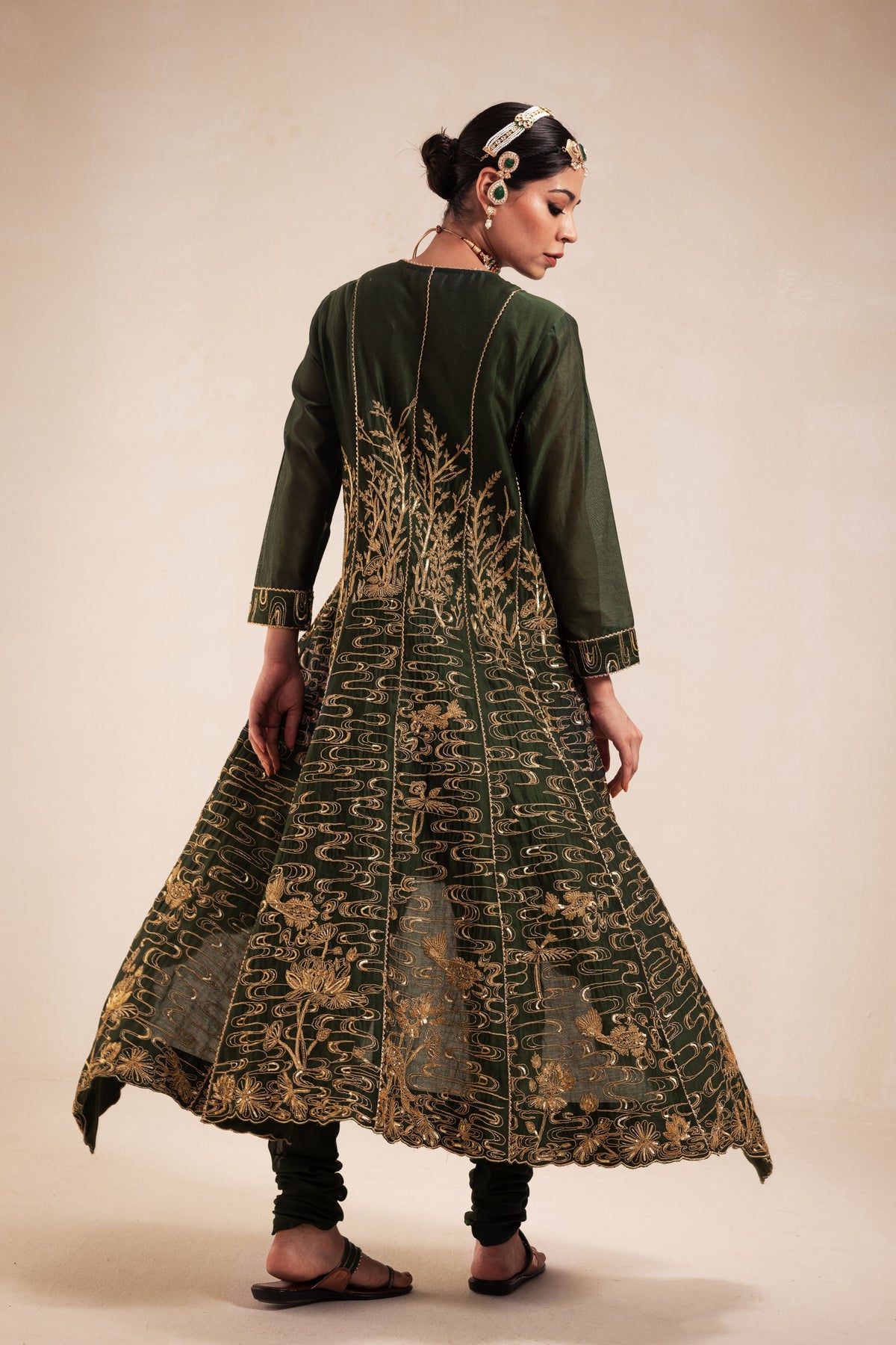 Green High Low Anarkali