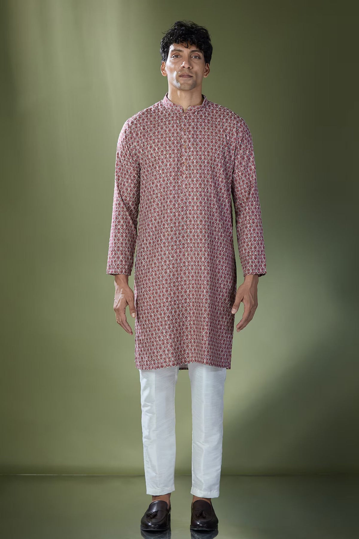 Maroon Printed Kurta Set