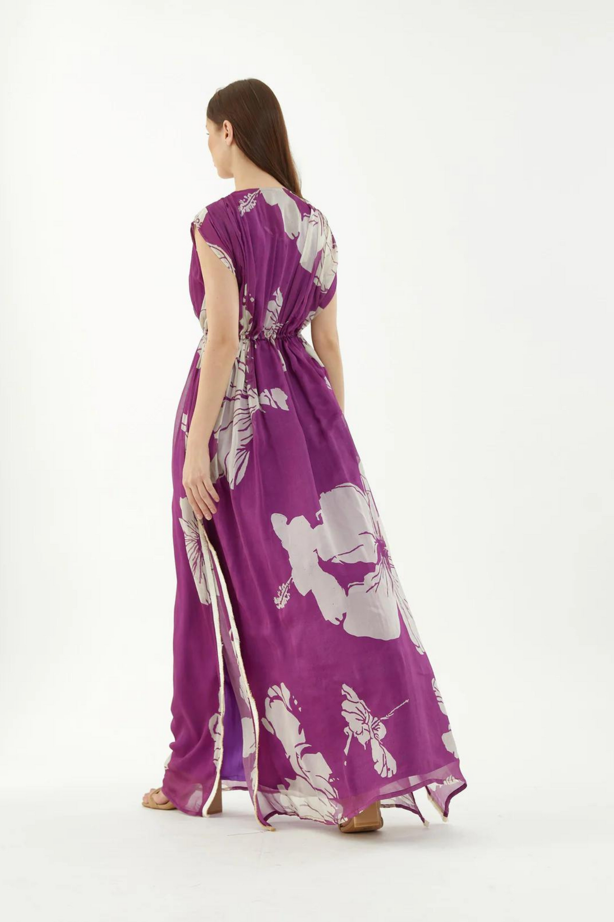 Purple And White Floral Kaftan